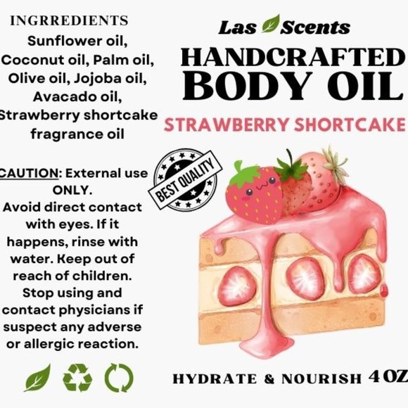 Handcrafted Strawberry Shortcake Body Oil Body Juice Mist Sprayer Skin Care - Picture 4 of 15